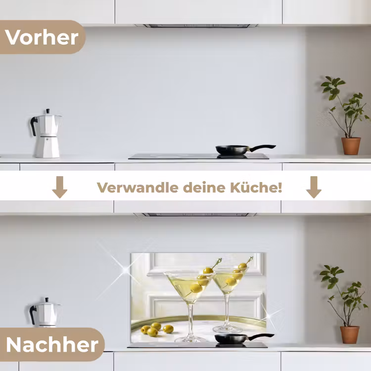 Spritzschutz Küche - Getränke – Martini – Oliven – Modern – Weiß — 7