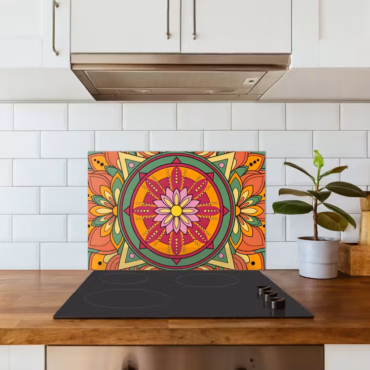 Spritzschutz Küche - Mandala – Blumen – Abstrakt – Farbenfroh — 3