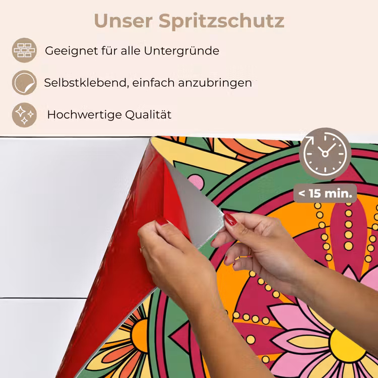 Spritzschutz Küche - Mandala – Blumen – Abstrakt – Farbenfroh — 4