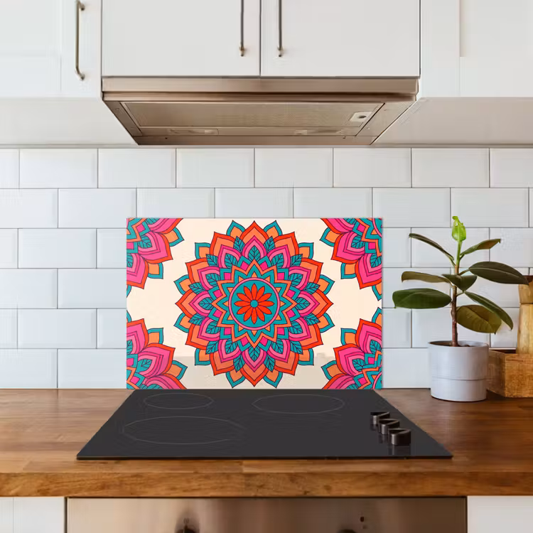 Spritzschutz Küche - Mandala – Muster – Abstrakt – Farbenfroh – Modern — 3