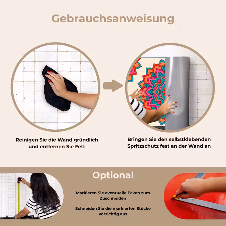 Spritzschutz Küche - Mandala – Muster – Abstrakt – Farbenfroh – Modern — 6