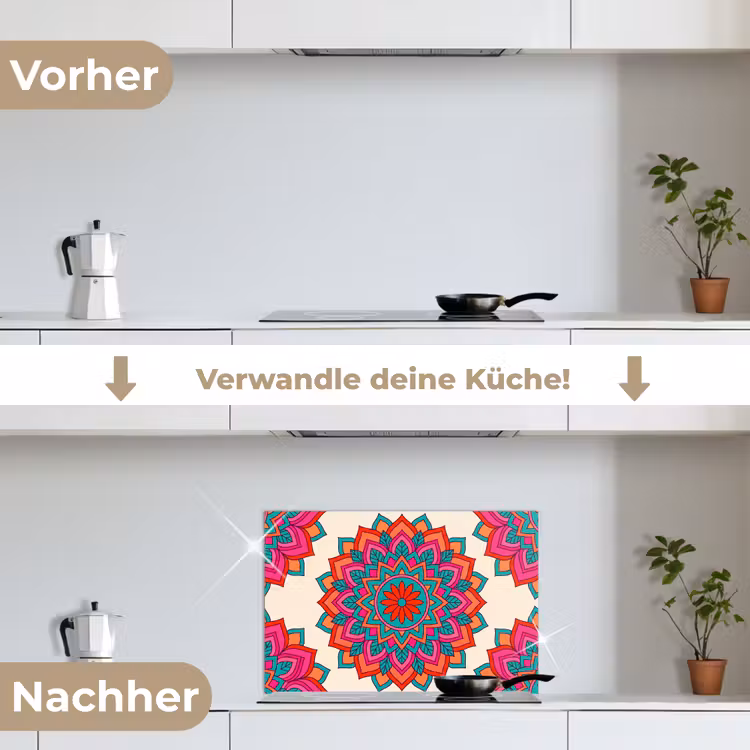 Spritzschutz Küche - Mandala – Muster – Abstrakt – Farbenfroh – Modern — 7