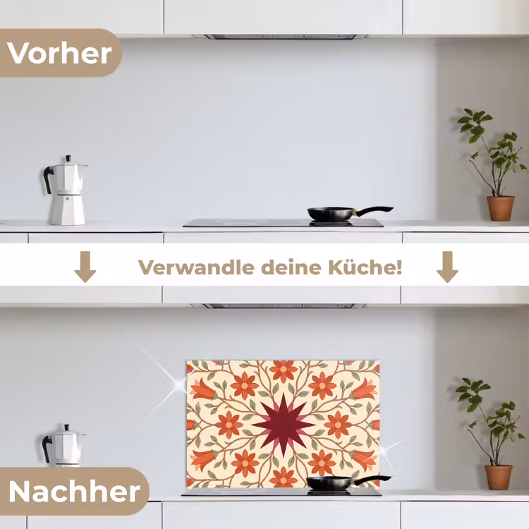 Spritzschutz Küche - Blumen – Mandala – Dekorativ – Rot — 7
