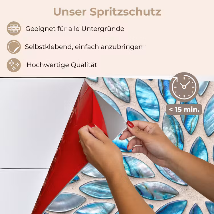 Spritzschutz Küche - Muster – Glanz – Abstrakt – Blau – Dekoration — 4