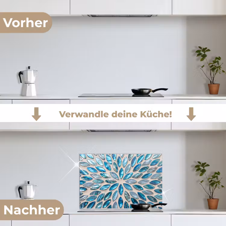 Spritzschutz Küche - Muster – Glanz – Abstrakt – Blau – Dekoration — 7