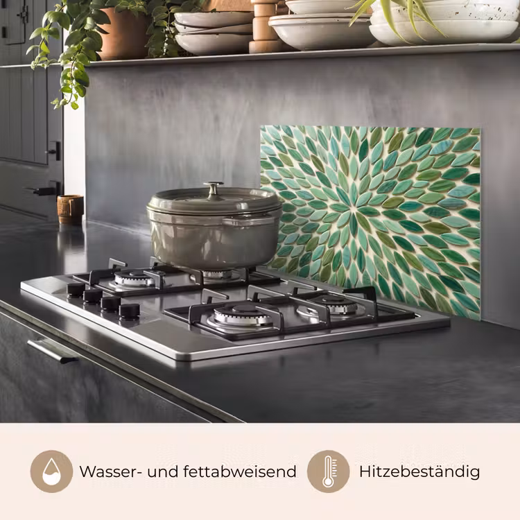 Spritzschutz Küche - Muster – Blatt – Grün – Abstrakt — 2