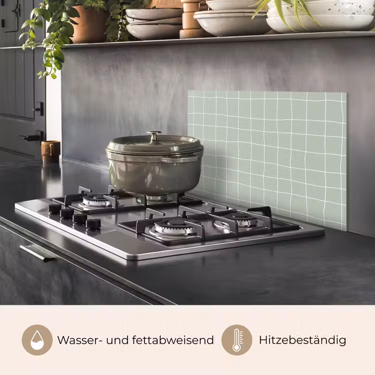 Spritzschutz Küche - Karomuster - Gewellt - Grün — 2