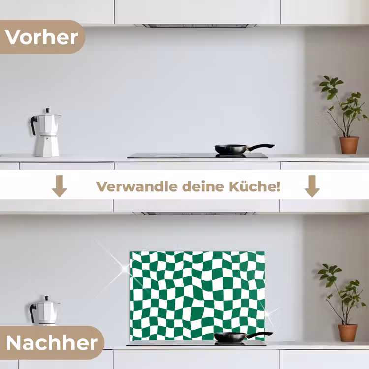 Spritzschutz Küche - Schachbrett - Gewellt - Grün — 7