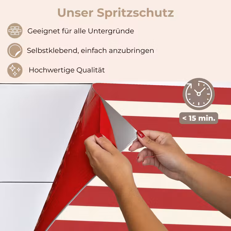 Spritzschutz Küche - Streifen - Muster - Rot — 4