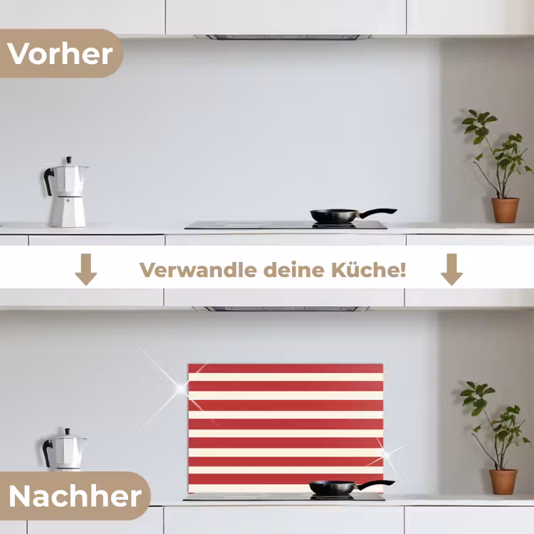 Spritzschutz Küche - Streifen - Muster - Rot — 7