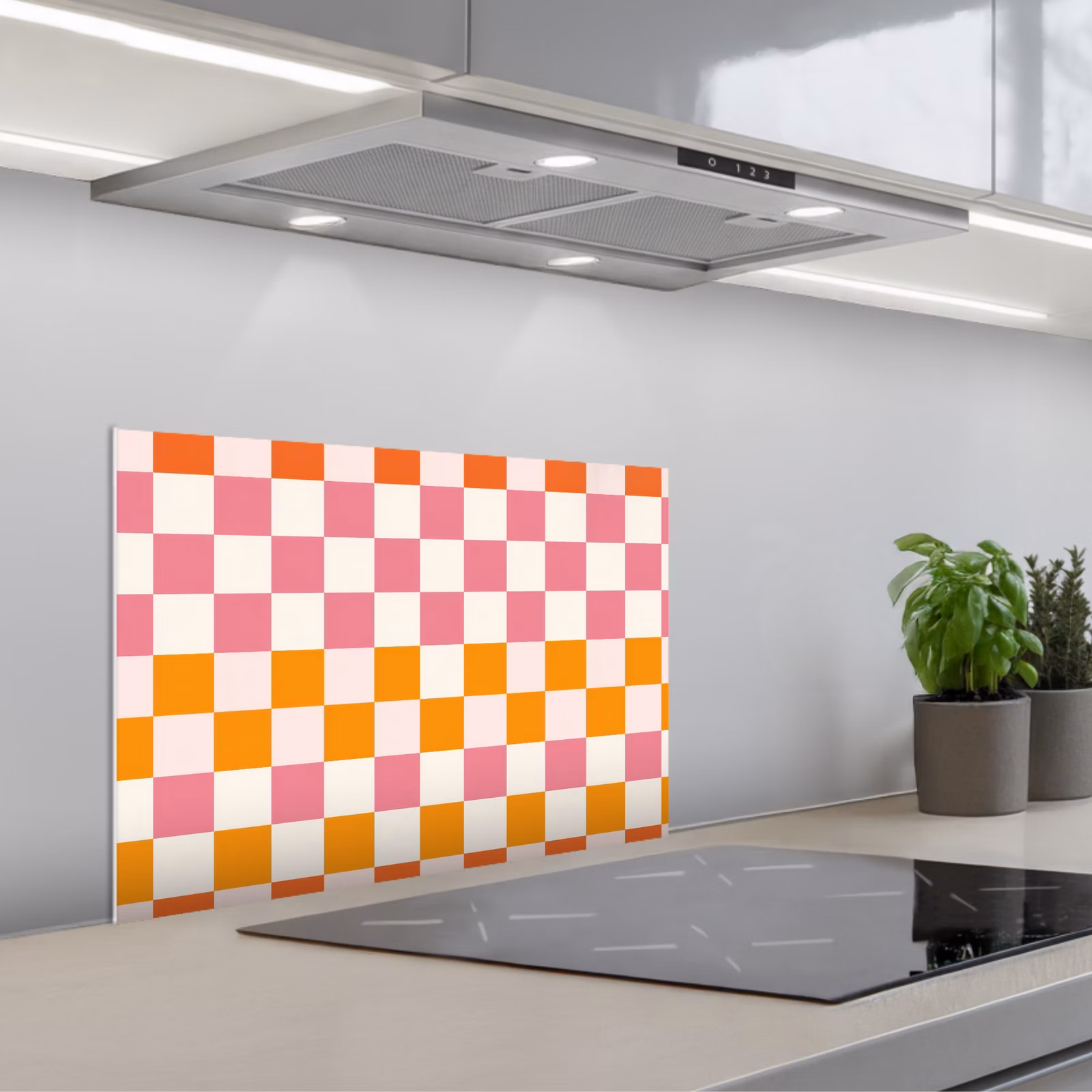 Spritzschutz Küche - Quadratisch - Muster - Orange — 1