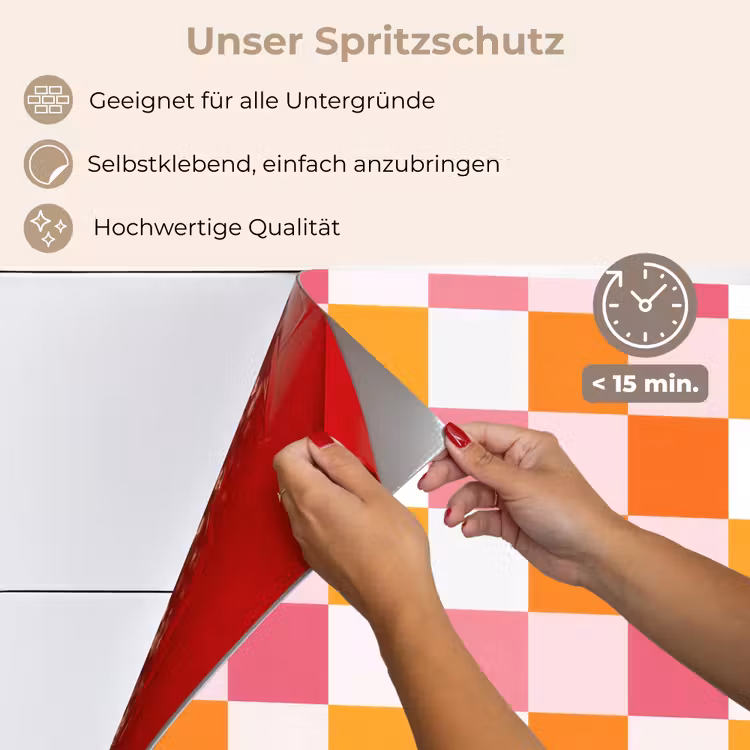 Spritzschutz Küche - Muster - Quadratisch - Rosa — 4