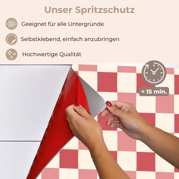 Spritzschutz Küche - Muster - Schach - Rosa — 4
