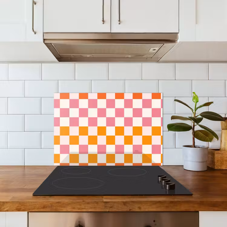 Spritzschutz Küche - Quadratisch - Muster - Orange — 3