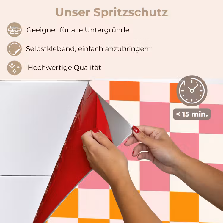 Spritzschutz Küche - Quadratisch - Muster - Orange — 4