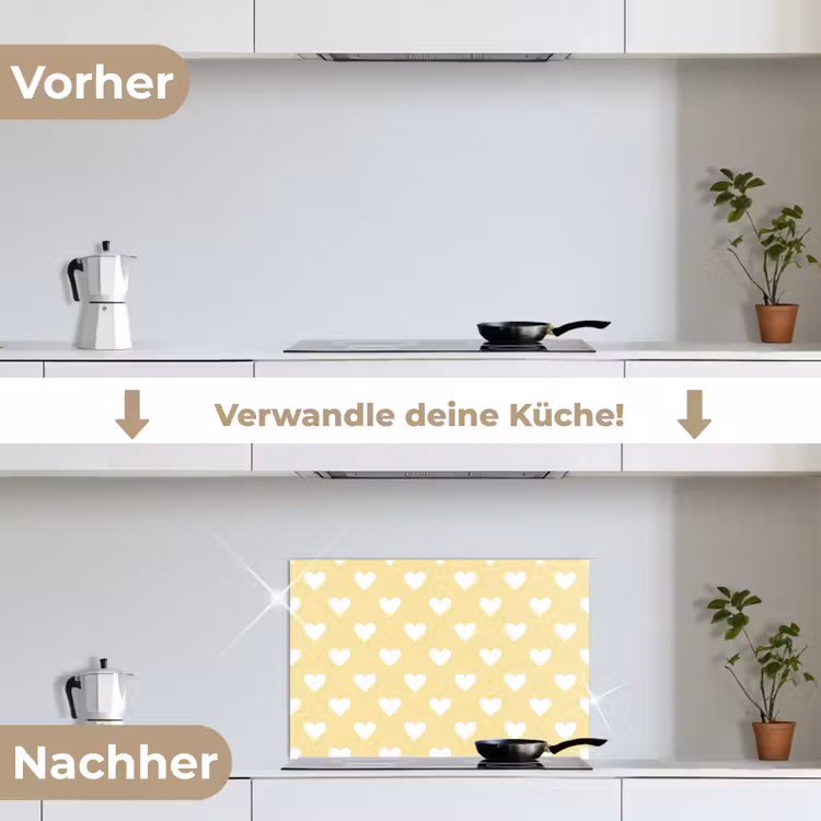 Spritzschutz Küche - Herzen - Muster - Gelb — 7