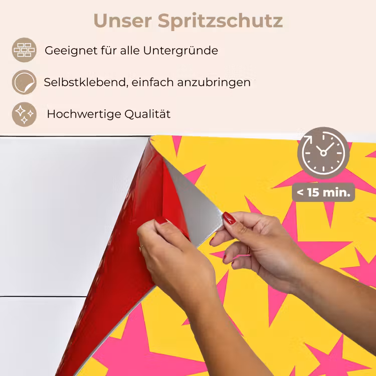 Spritzschutz Küche - Sterne - Muster - Rosa - Gelb — 4