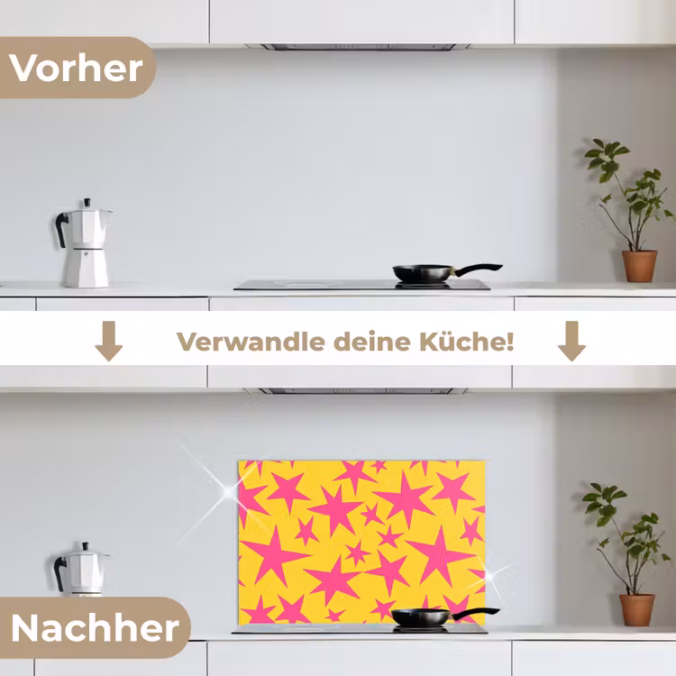 Spritzschutz Küche - Sterne - Muster - Rosa - Gelb — 7