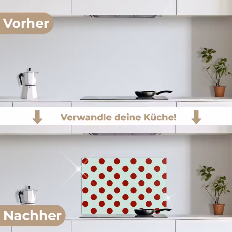 Spritzschutz Küche - Tupfen - Punkte - Rot — 7