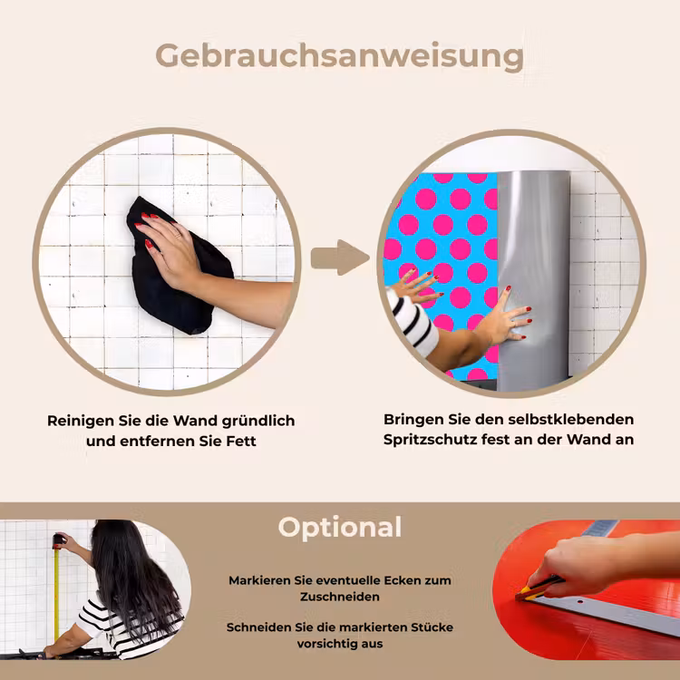 Spritzschutz Küche - Polka dots - Klassisch - Rosa — 6