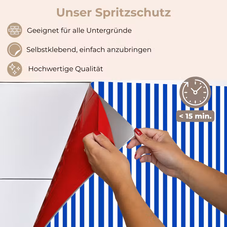 Spritzschutz Küche - Klassisch - Streifen - Blau — 4