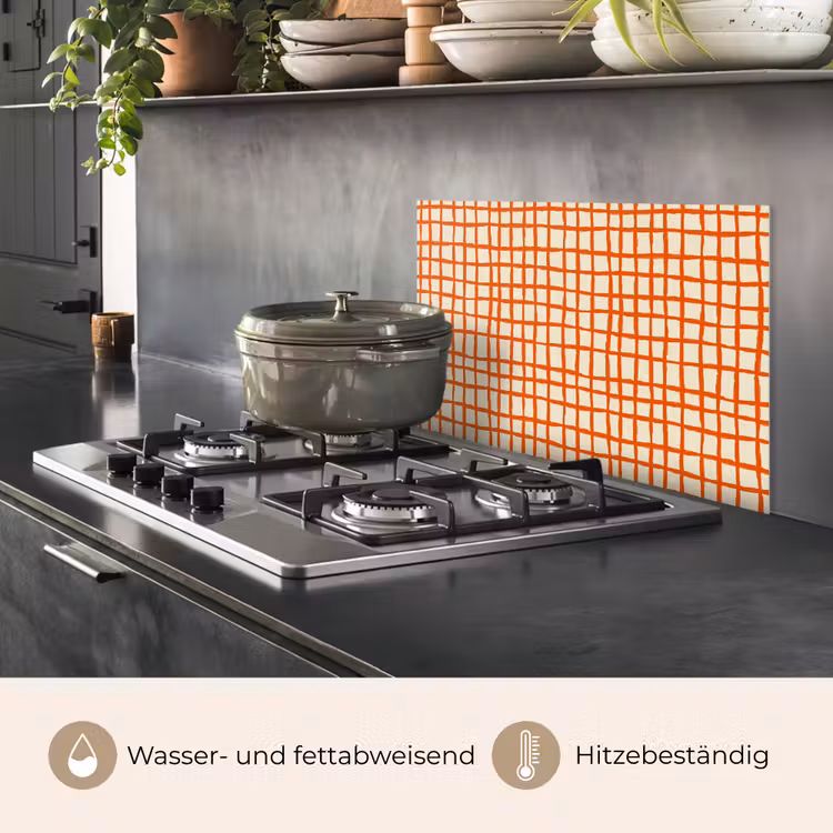 Spritzschutz Küche - Muster - Linien - Orange — 2