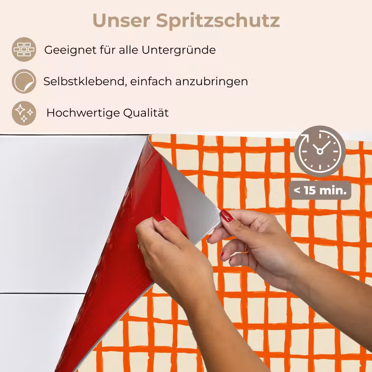 Spritzschutz Küche - Muster - Linien - Orange — 4