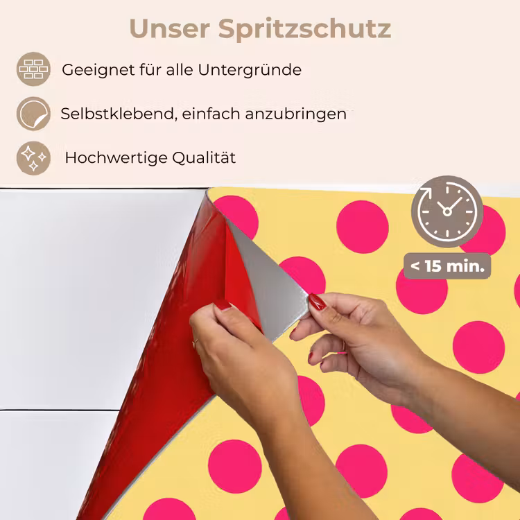 Spritzschutz Küche - Rosa - Tupfen - Gelb — 4