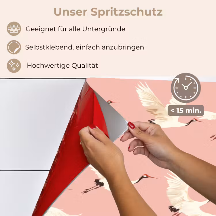 Spritzschutz Küche - Modern - Kraniche - Rosa — 4