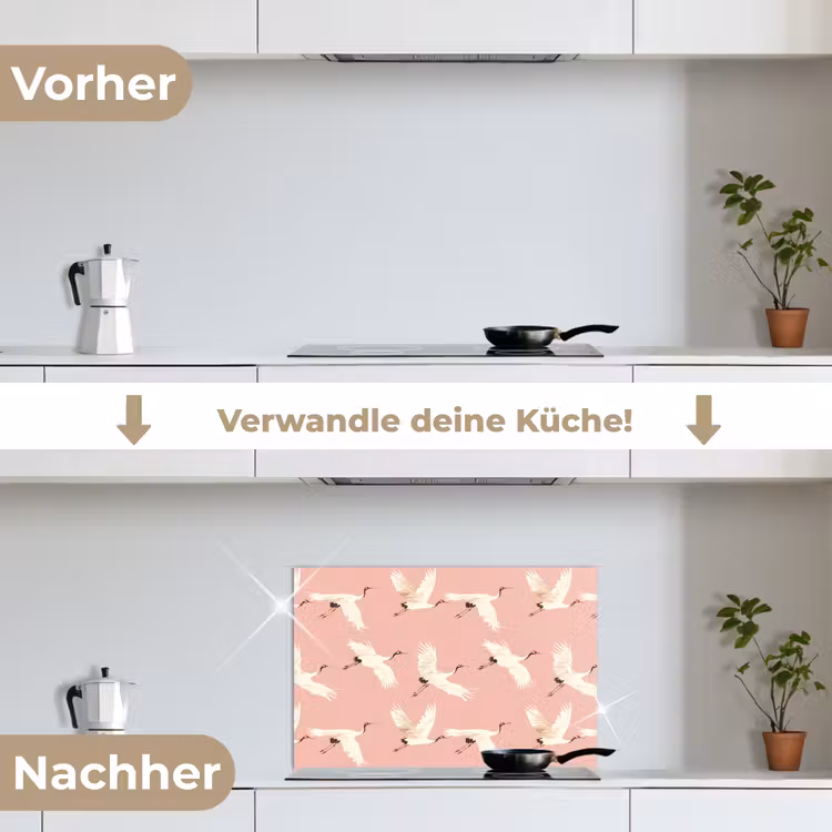 Spritzschutz Küche - Modern - Kraniche - Rosa — 7