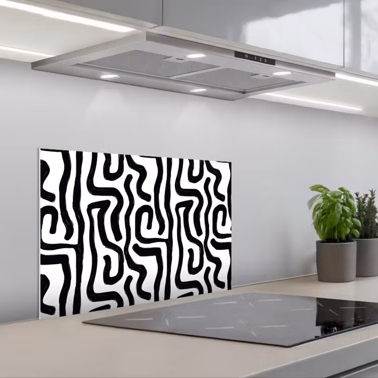 Spritzschutz Küche - Modern - Linien - Schwarz — 1