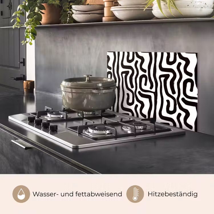 Spritzschutz Küche - Modern - Linien - Schwarz — 2