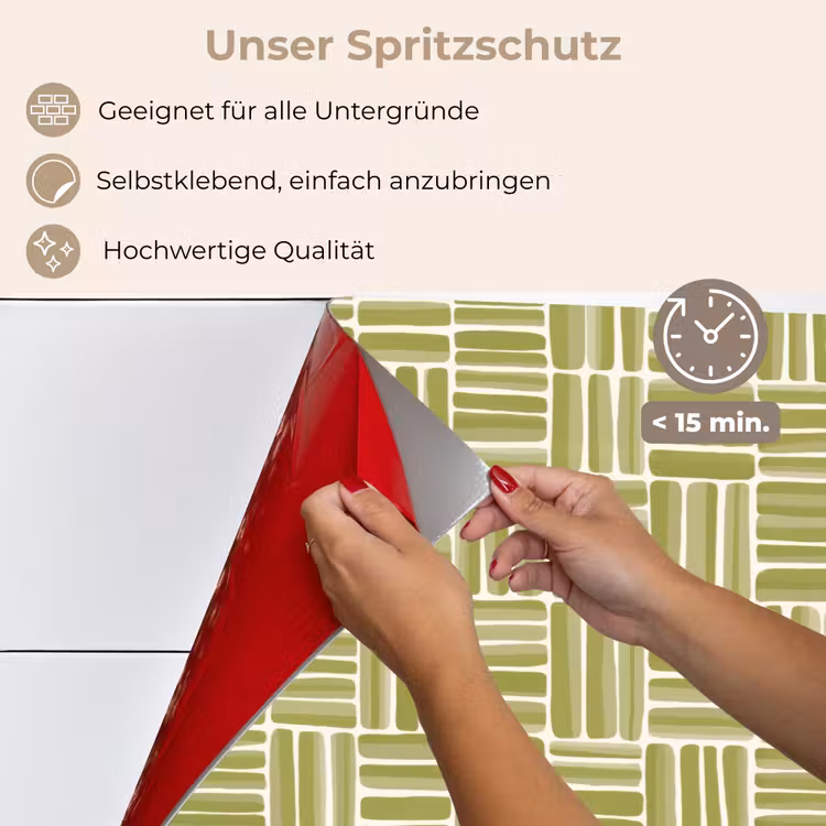 Spritzschutz Küche - Zopf - Muster - Grün — 4