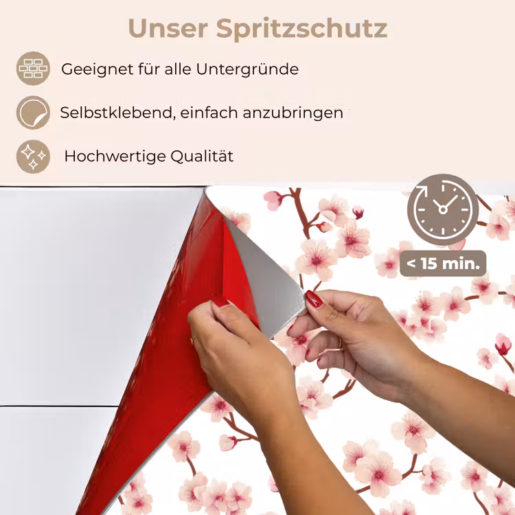 Spritzschutz Küche - Kirschblüte - Zweige - Rosa — 4