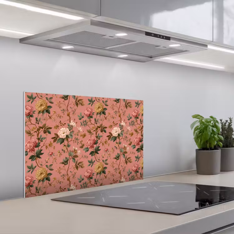 Spritzschutz Küche - Klassisch - Botanisch - Rosa — 1