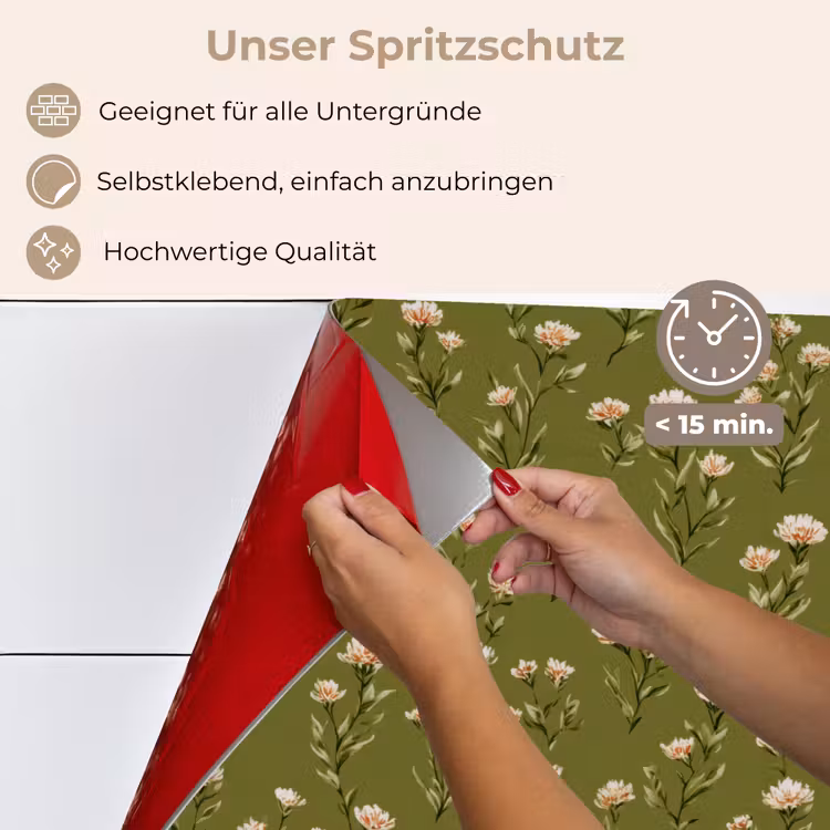 Spritzschutz Küche - Rustikal - Blumen - Grün — 4