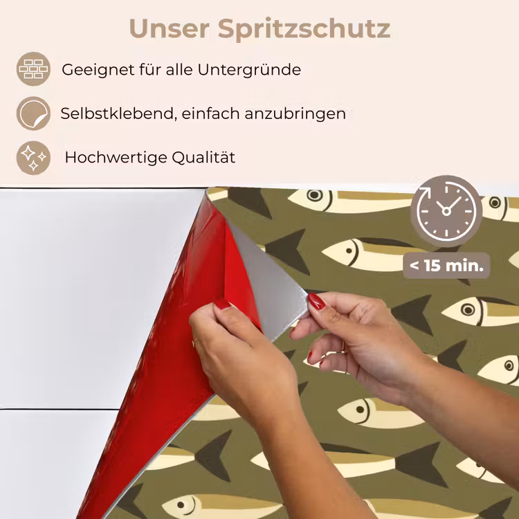 Spritzschutz Küche - Fisch - Muster - Grün — 4