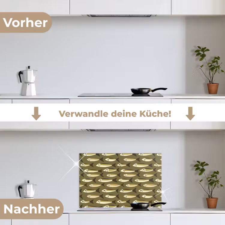Spritzschutz Küche - Fisch - Muster - Grün — 7