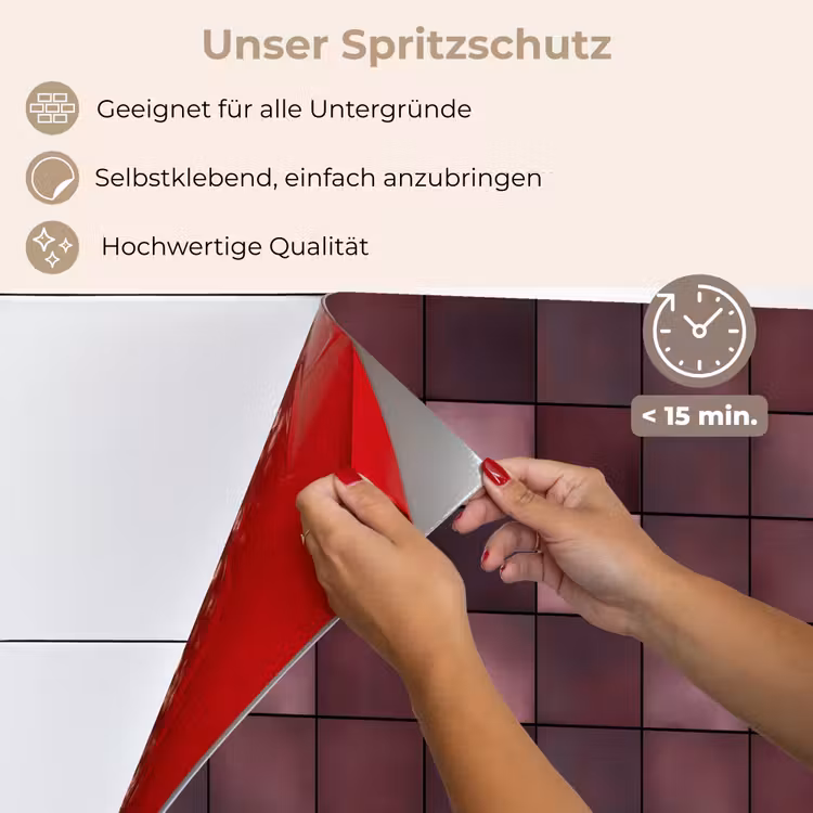 Spritzschutz Küche - Quadratisch - Fliese - Muster - Lila — 4