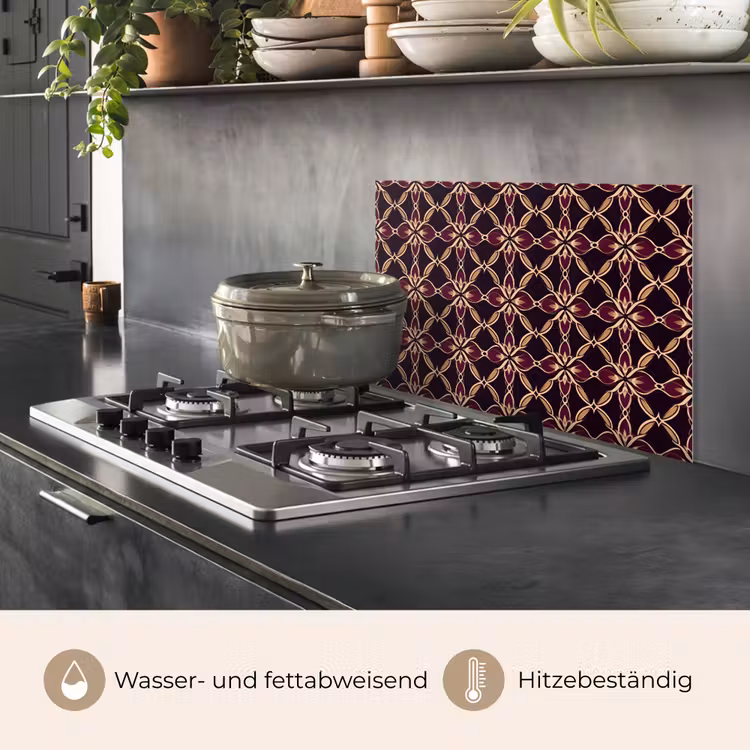 Spritzschutz Küche - Symmetrisch - Fliese - Burgunderrot — 2