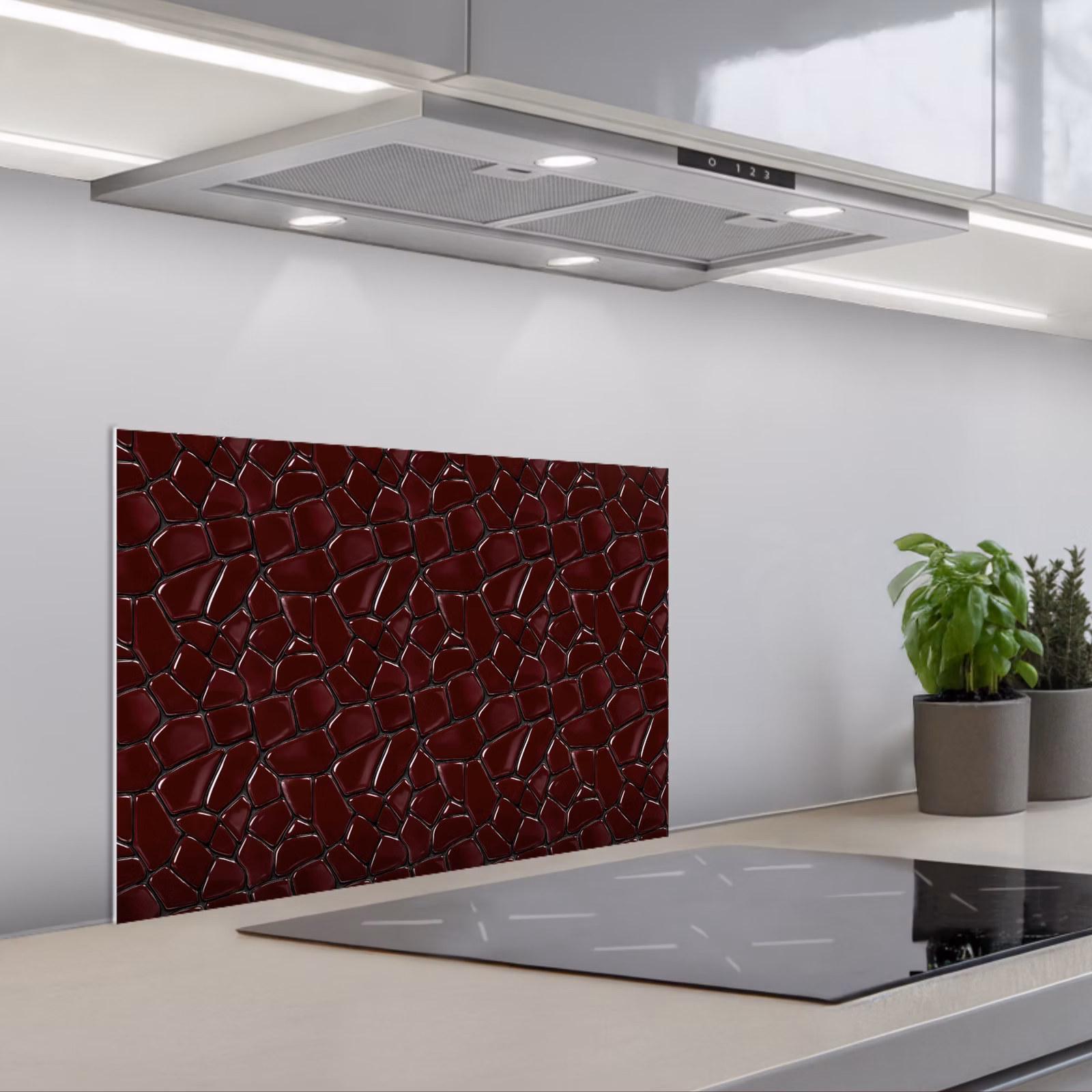 Spritzschutz Küche - Mosaik - Fliese - Burgunderrot — 1