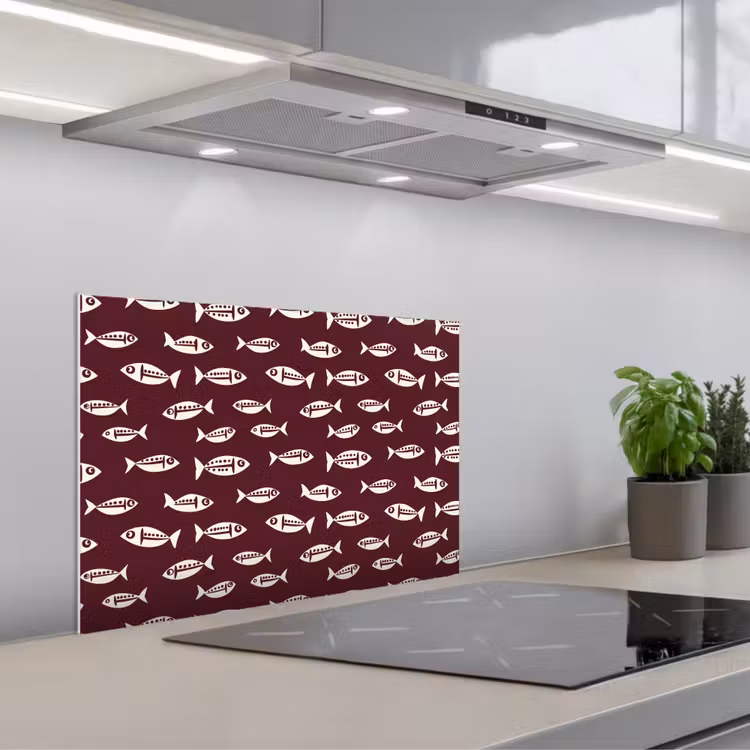 Spritzschutz Küche - Fisch - Grafik - Muster - Dunkel — 1