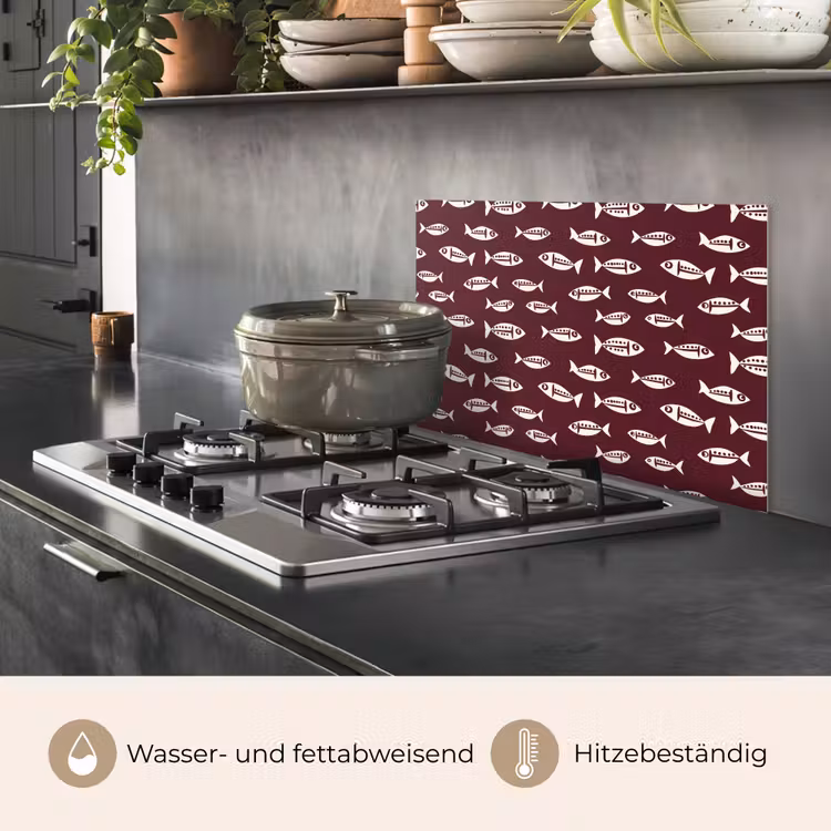 Spritzschutz Küche - Fisch - Grafik - Muster - Dunkel — 2