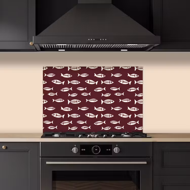 Spritzschutz Küche - Fisch - Grafik - Muster - Dunkel — 5
