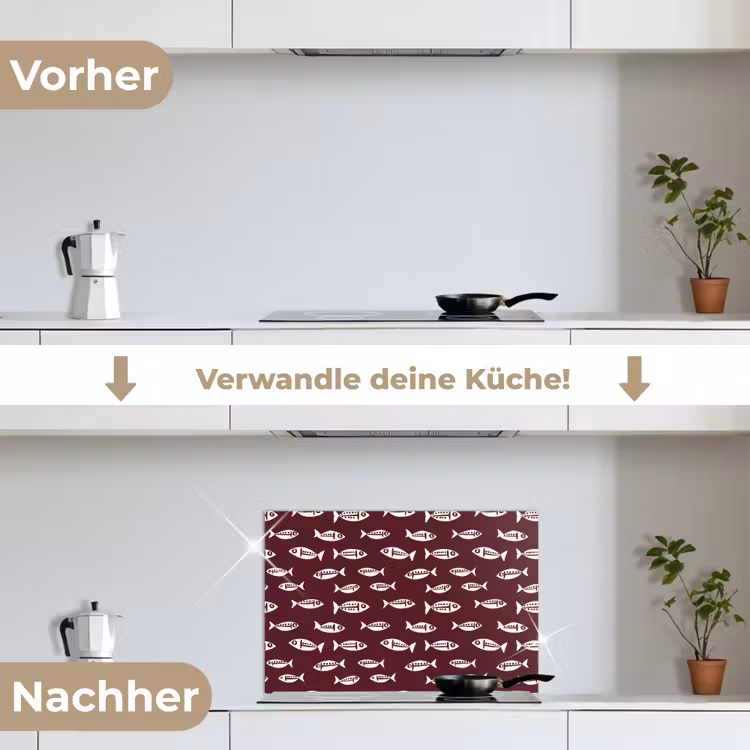 Spritzschutz Küche - Fisch - Grafik - Muster - Dunkel — 7
