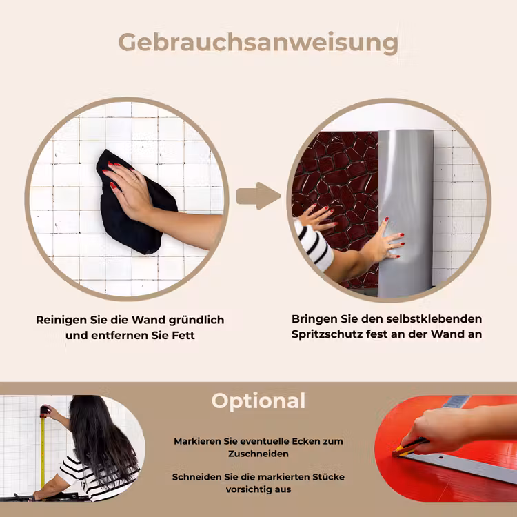 Spritzschutz Küche - Mosaik - Fliese - Burgunderrot — 6