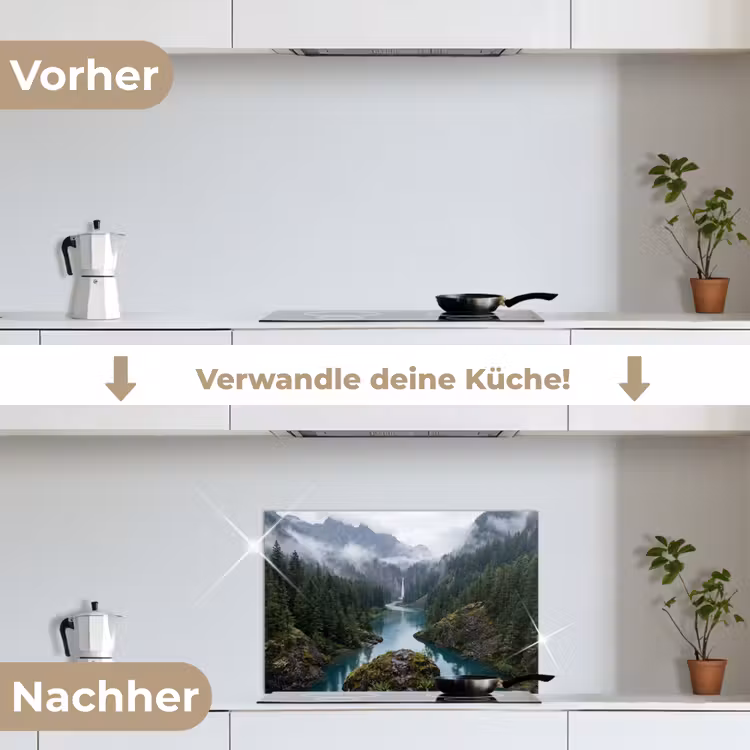 Spritzschutz Küche - Wasserfall - Bäume - Berge — 7
