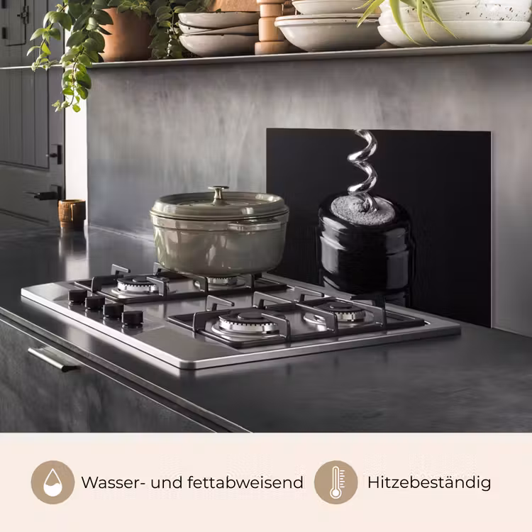 Spritzschutz Küche - Korkenzieher - Wein - Schwarz - Weiß — 2