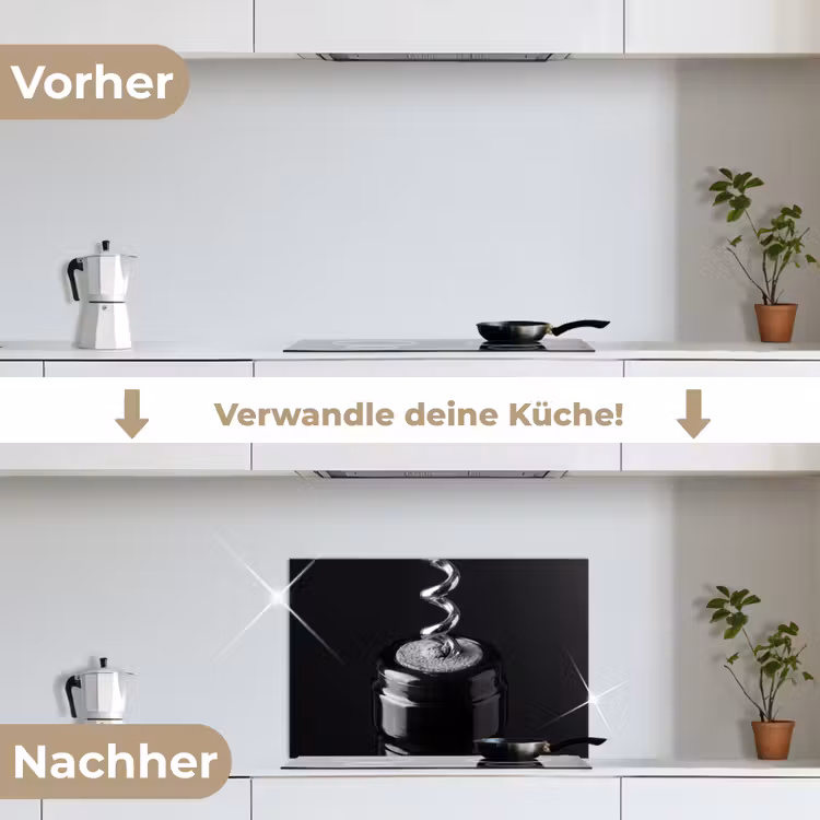 Spritzschutz Küche - Korkenzieher - Wein - Schwarz - Weiß — 7