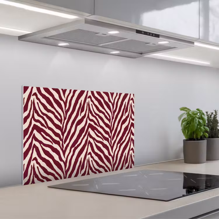 Spritzschutz Küche - Zebra - Motiv - Bordeaux - Rot — 1
